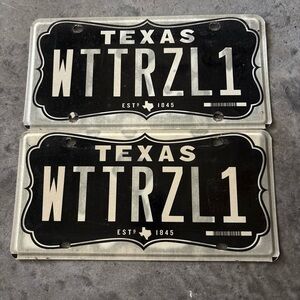 Texas TX Lone Star State Black Personalized License Plate WTTRZL1